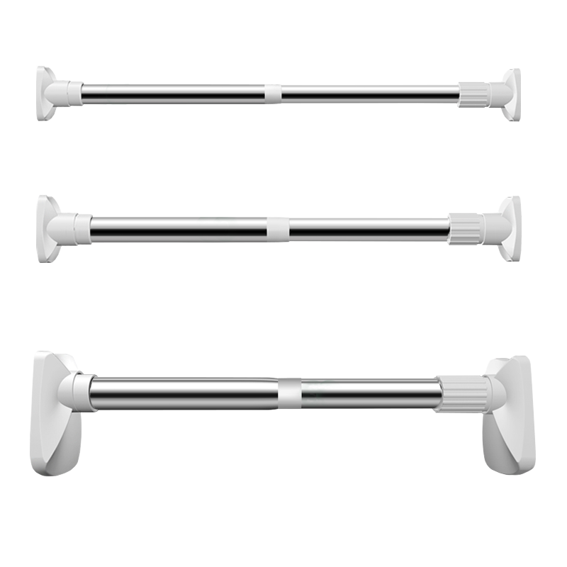 桂枫浴帘杆免打孔晾衣杆伸缩杆窗帘杆不锈钢门帘杆衣柜支撑杆1.5-2.8M