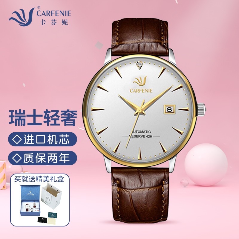 瑞士卡芬妮（CARFENIE）手表男士手表时尚商务瑞士手表简约百搭男表生日礼物
