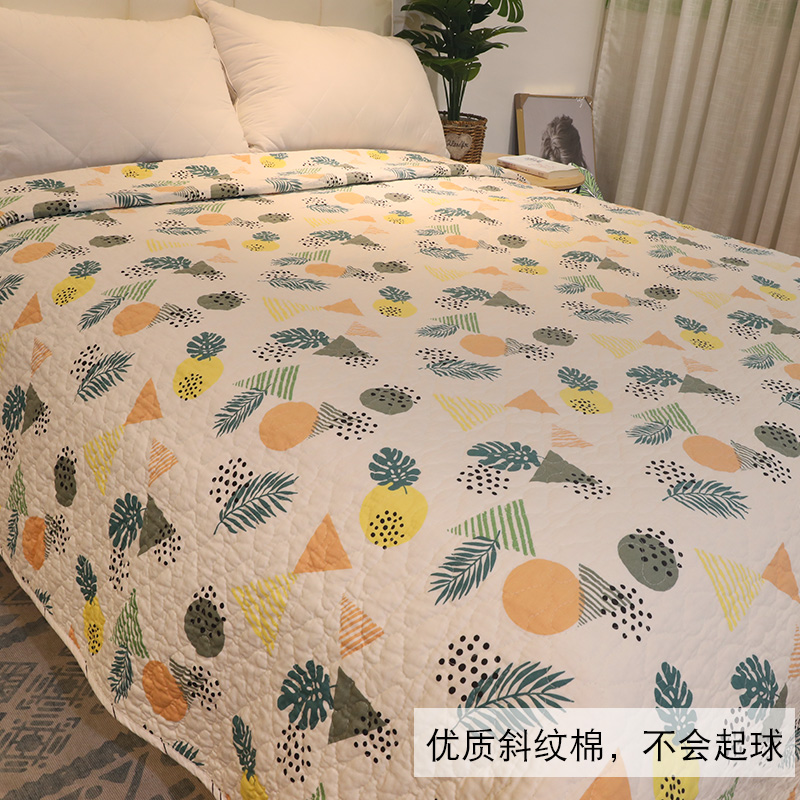选韩床盖棉绗缝垫被用两用四季通用棉棉双面榻榻米单件 小清新斜纹棉