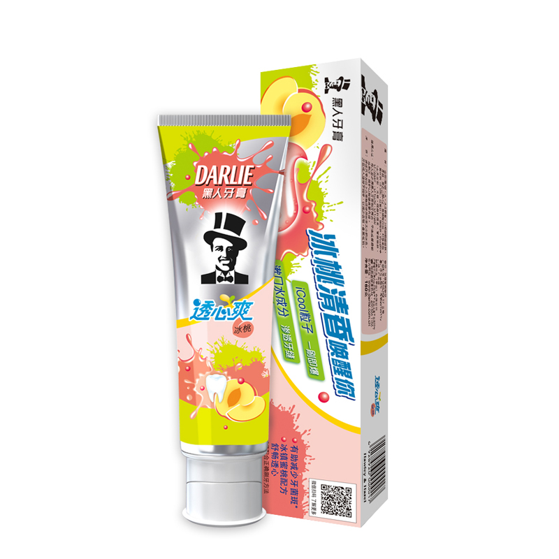 清新口气防蛀含氟牙膏 黑人透心爽柠檬牙膏中国160g