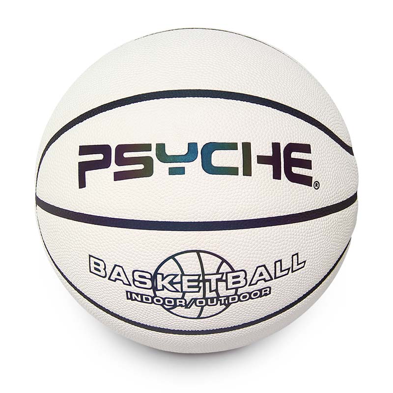 PSYCHE 7号个性炫酷篮球镭射反光训练比赛用球 耐磨PU+橡胶,酷炫镭射白