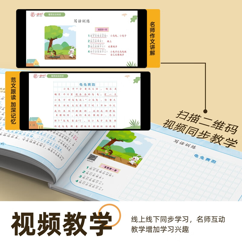 看图说话阅读训练一年级二年级一本通看图写话一二年级每日一练人教版范文大全小学生专项同步练习册思维导图 【全2册】看图说话阅读一二年级 小学通用