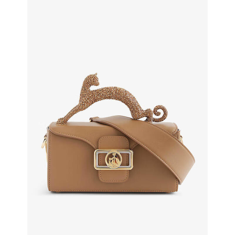 lanvin 奢侈品潮牌 女士 pencil cat 小号皮革手提包单肩包 desert