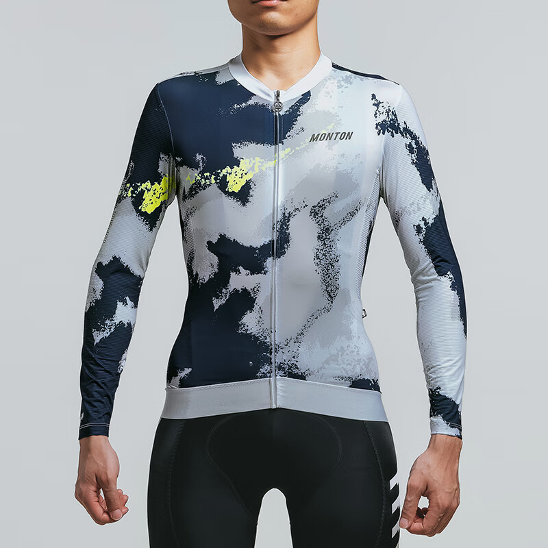 服 男女春秋薄款透气蓝白上衣自行车车衣季风 季风蓝白长上衣-男款 s