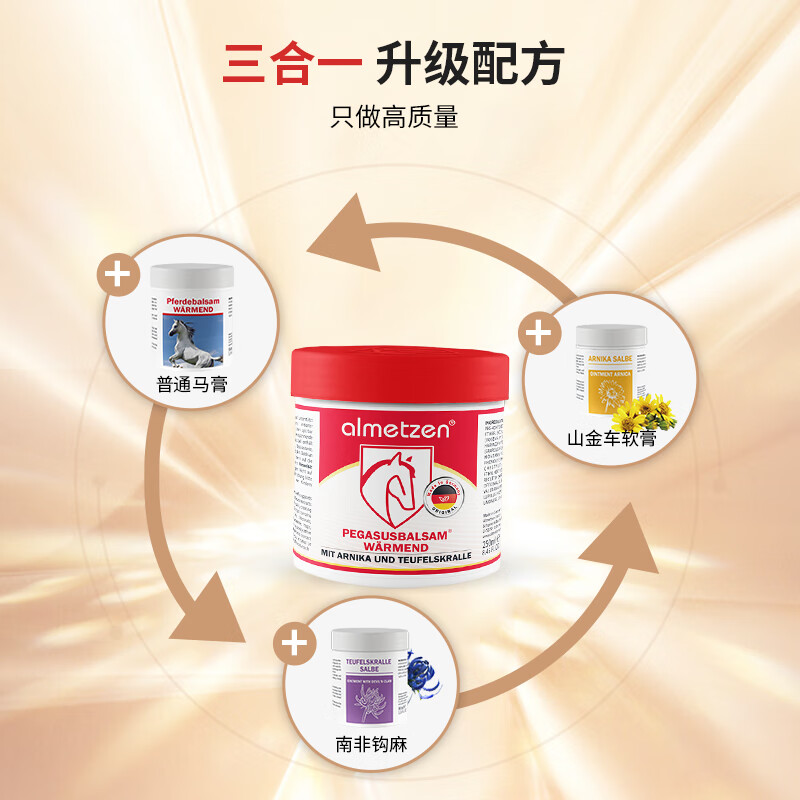 阿尔美森德国马膏升级版官方原装进口马栗热凝胶马油膏舒缓关节肌肉按摩膏 红马膏 250ml 1罐 德国PZN认证