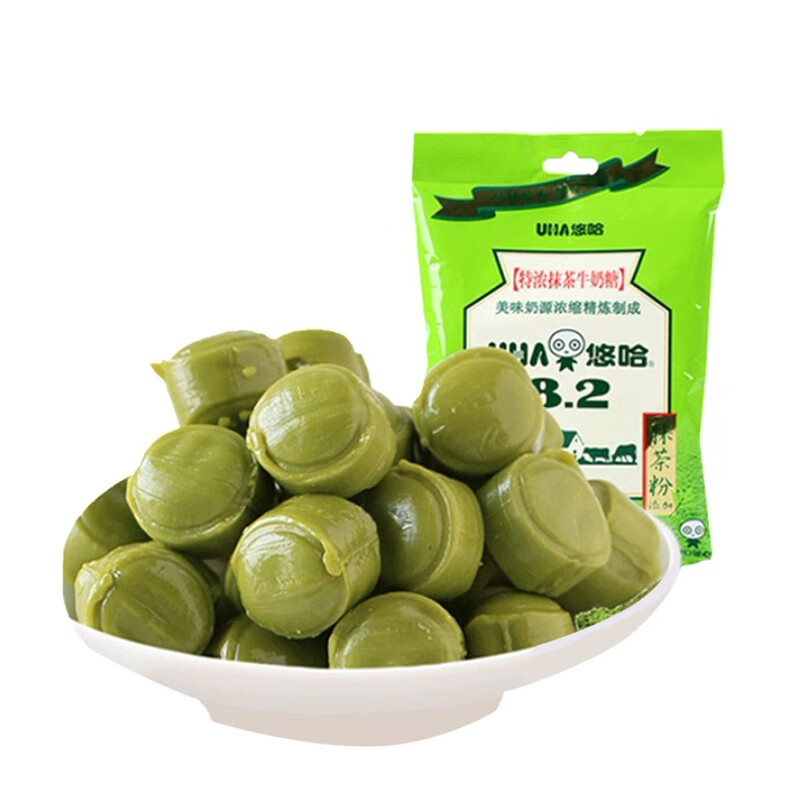 悠哈uha经典奶糖袋装休闲零食糖果味觉糖小包装儿童节糖果 特浓抹茶