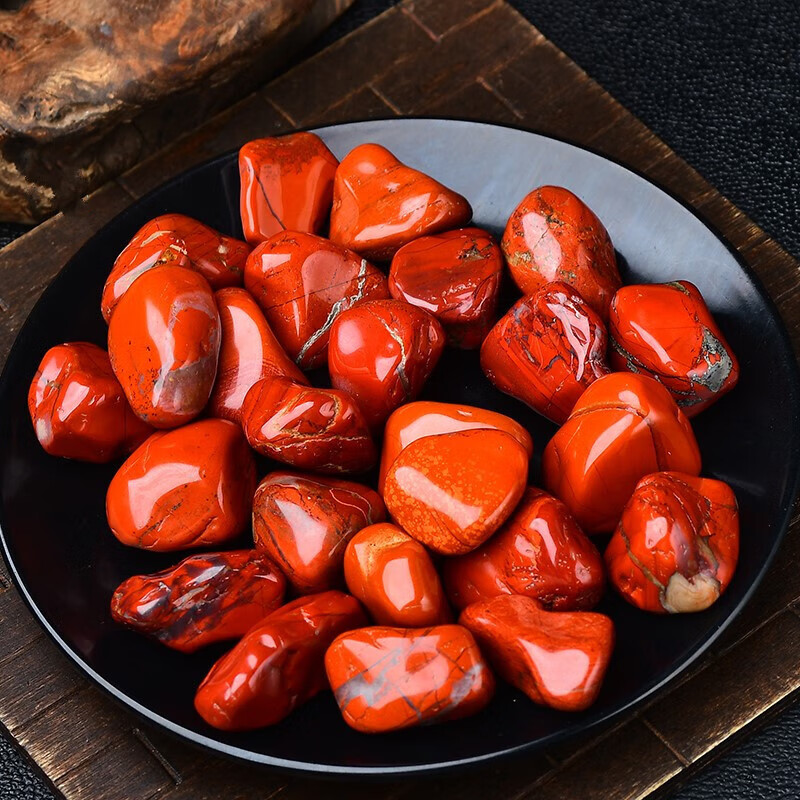 彩芷天然红碧玉碎石大块鸡血石原石手把件把玩红色石头鱼缸造景装饰石