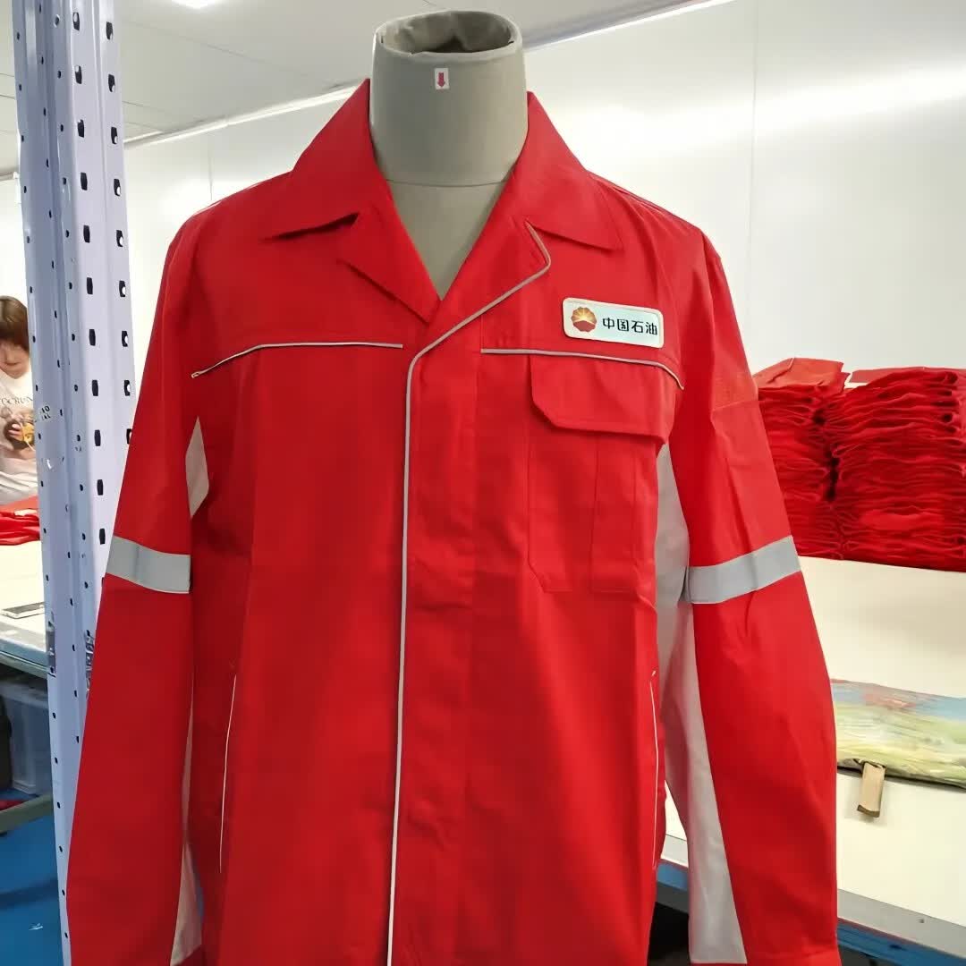 歌鹏中国石油工作服夏天中石油新款夏季工作服单层网格服 红色防静电