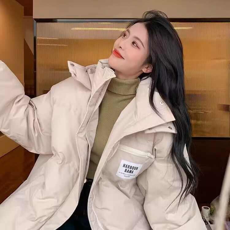 相伊恋人羽绒棉服女2025年新款冬季短款棉衣外套加厚棉袄小个子宽松面包服 黑色【保暖透气 一件过冬】 M 码【建议105-125斤】