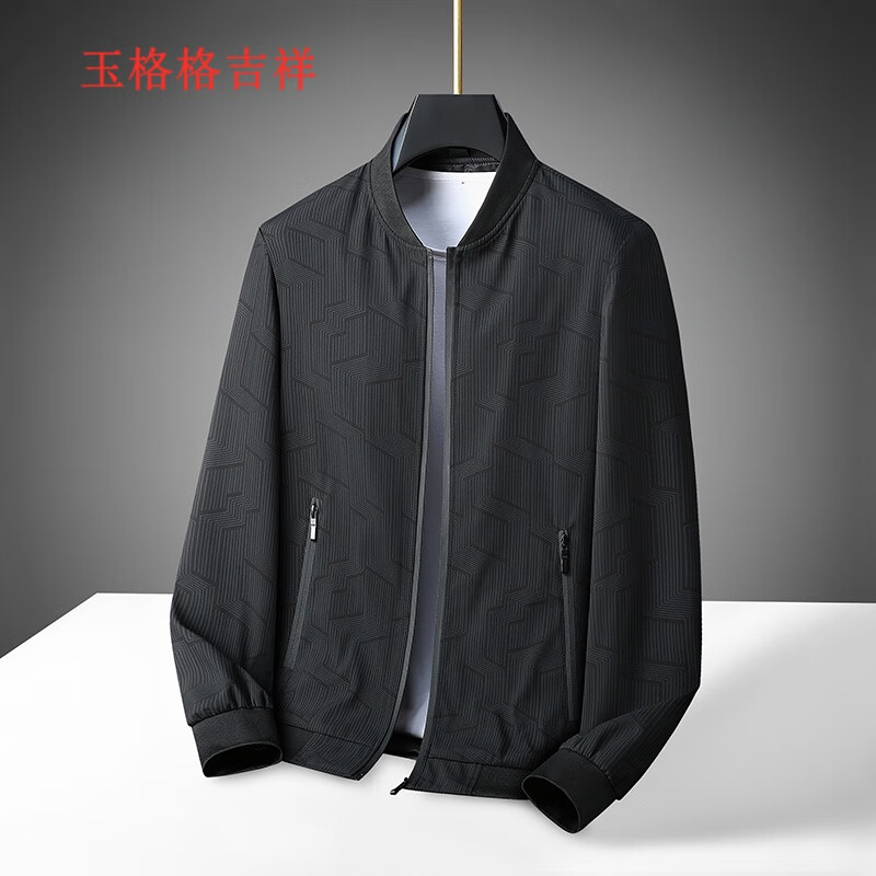 玉格格吉祥(yggjx)l-8xl特大码暗纹印花外套男新款中老年夹克衫爸爸