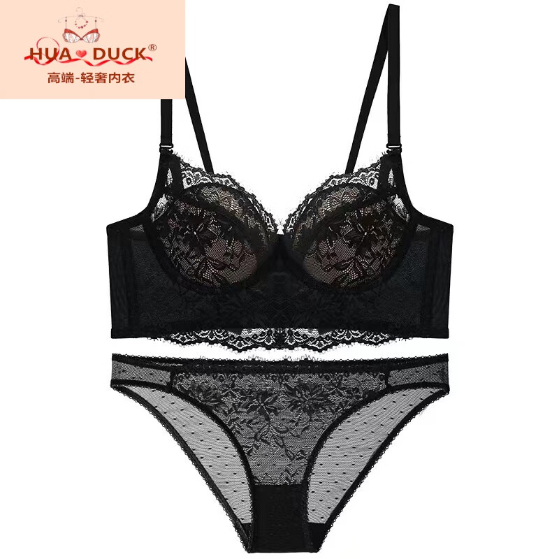 hua · duck品牌轻奢内衣女透气套装薄款小胸聚拢收副乳防下垂大胸显