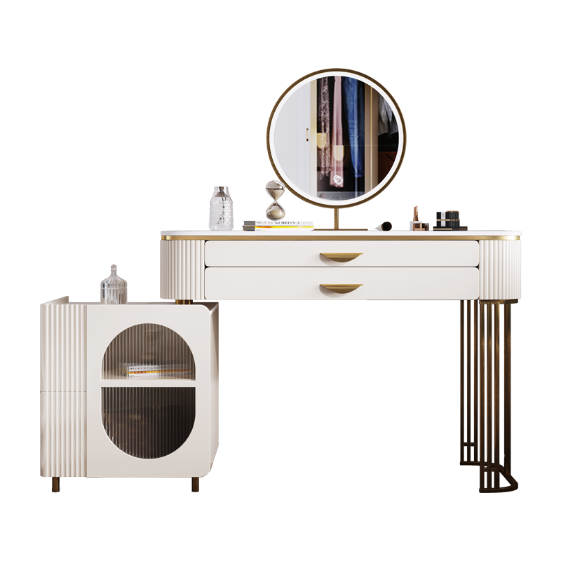 优凡木品 梳妆台轻奢现代高档烤漆化妆桌网红ins风北欧岩板化妆台 岩板面梳妆台1米