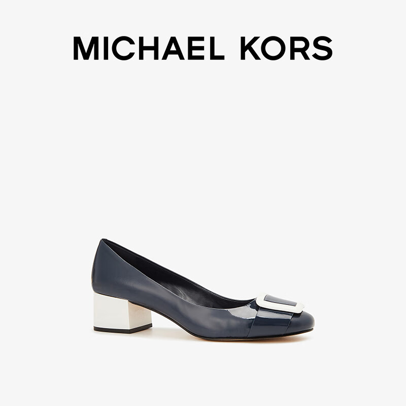MICHAEL KORS迈克高仕 Patsy 女士金属扣粗跟高跟鞋 海军蓝/白色 442 5.0怎么看?
