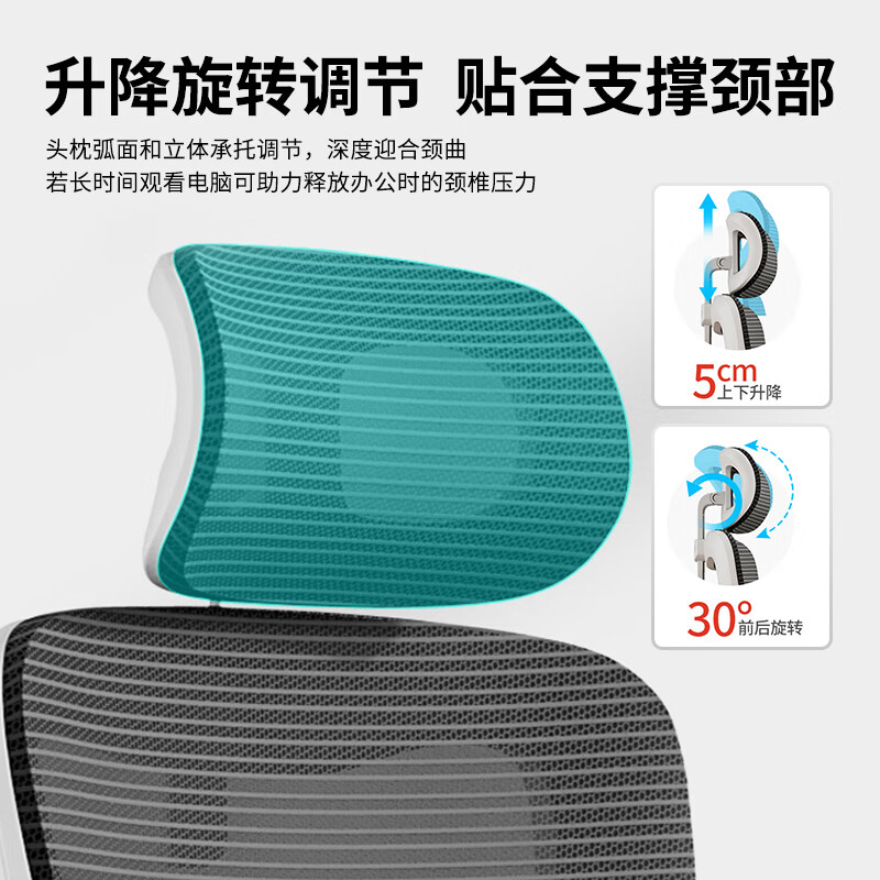 TOAI 拓艾D1人体工学椅电脑椅 电竞椅 办公椅子人工力学椅学生椅凳子 D1翻转扶手+多功能头枕-黑框黑网