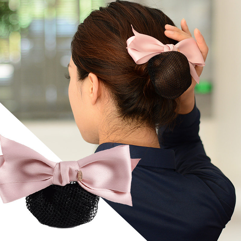 韩国头花发饰职业女护士空姐酒店银行员工工作带网兜盘发发夹头饰