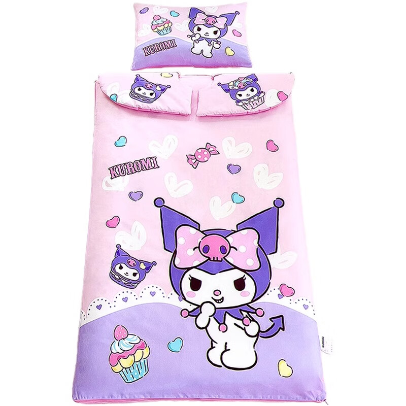 百亿补贴：红蜻蜓纯棉儿童防踢被子婴儿睡袋被子两用宝宝神器四季通用空调被 蛋糕库洛米【A类母婴级100全棉】 60*100cm【被套+1斤棉芯送枕套】