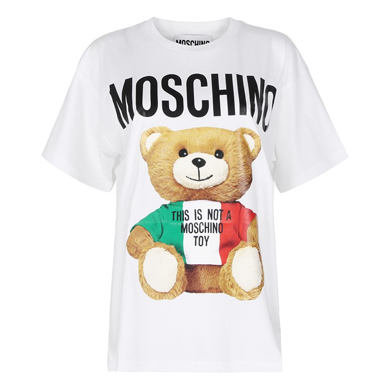莫斯奇诺(moschino) 女装潮流宽松版泰迪熊徽标圆领短袖t恤衫 e v0708