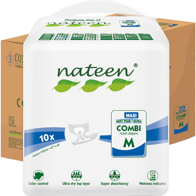 NATEEN那特恩成人紙尿褲老年人尿不濕加強夜用款 男女通用粘貼式超大吸收80片裝 M-80片 腰圍95-125CM 加強夜用型