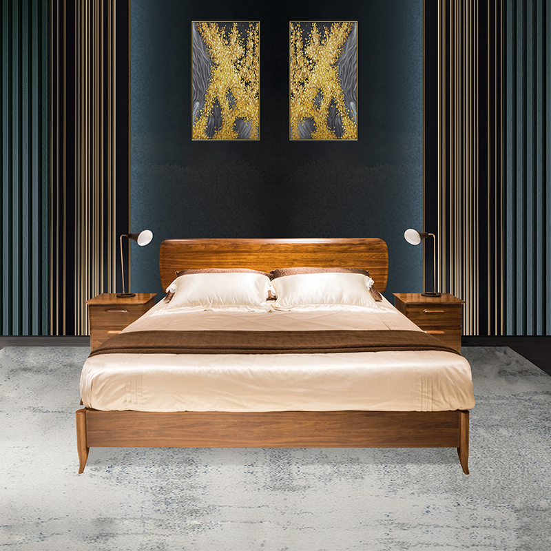 北欧E家时尚乌金系列实木床乌金木1.8米实木卧室家具（不含床边柜，不含排骨架、不带床箱） 床