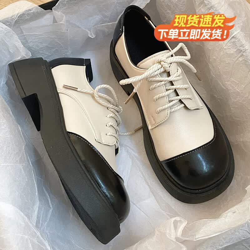 佐罗骑士女鞋软底2023春秋新款时尚复古英伦风单鞋外出增高小皮鞋