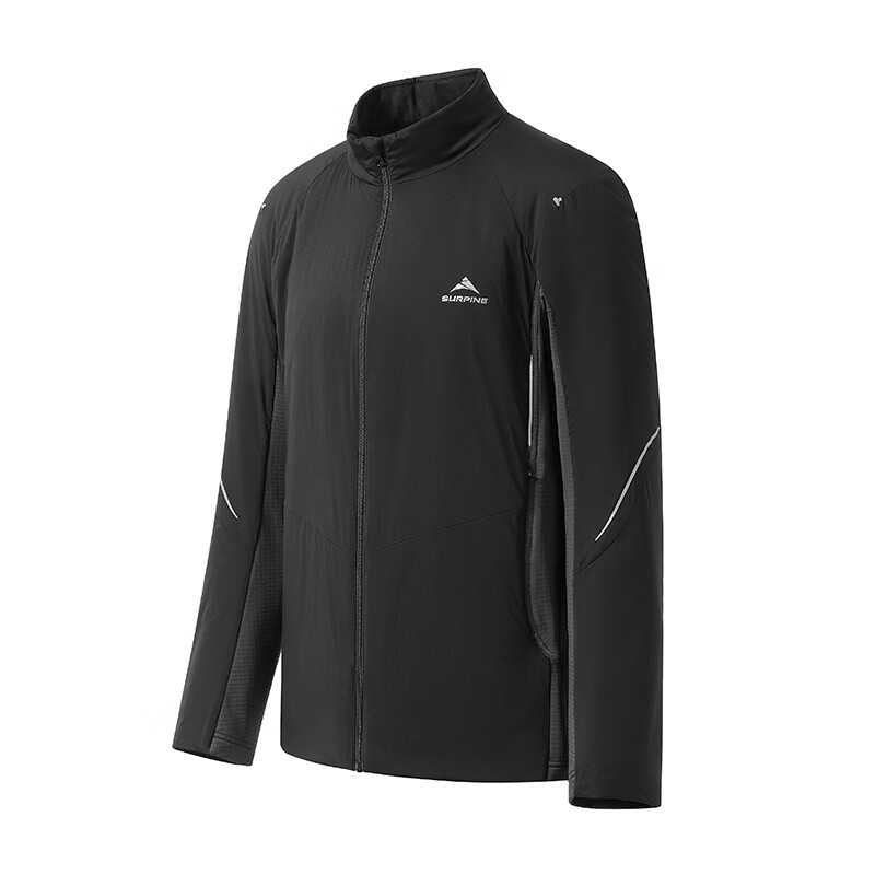 松野湃(SURPINE)【新品】轻云系列男士立领轻量动态保暖棉服防风保暖外套 曜石黑 L