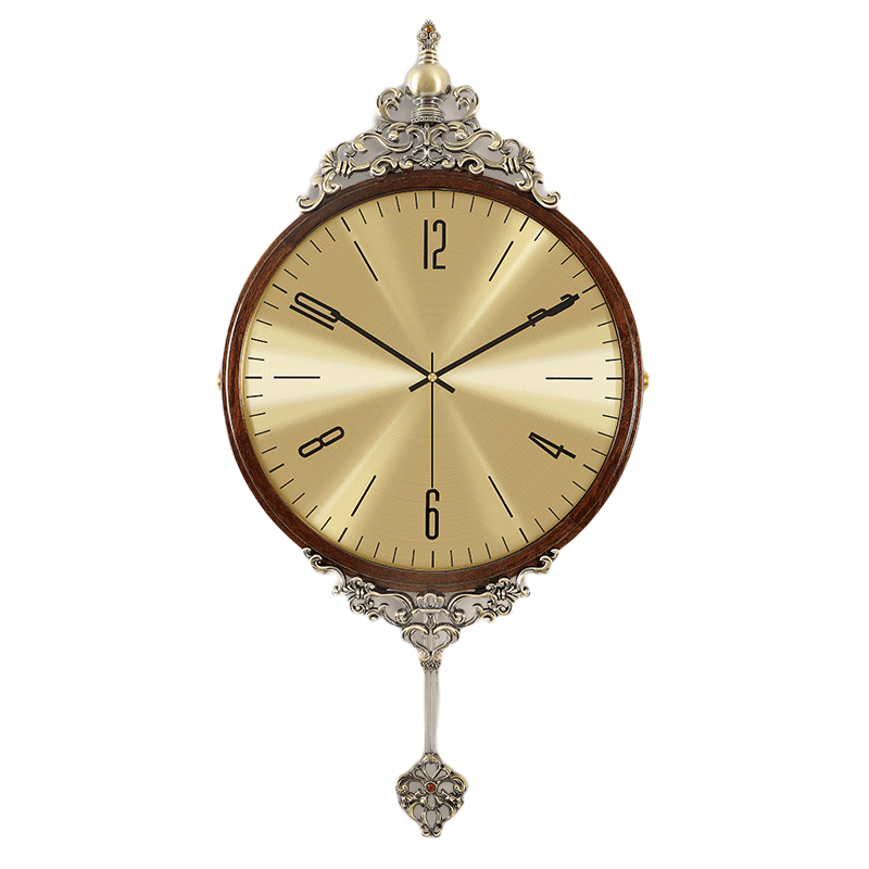 凱恩斯(KAIENSI)歐式復古掛鐘客廳家用實(shí)木掛墻時(shí)鐘表時(shí)尚輕奢掛表?yè)u擺電波對時(shí) 235A小號-靜音機芯