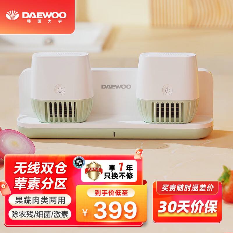 大宇（DAEWOO） 韩国大宇无线双仓果蔬清洗机除农残激素洗菜机水果蔬菜肉食材全自动净化器 豆荚绿-无线双仓 #20