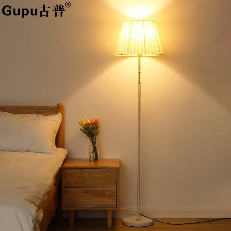 古普(Gupu) 落地灯创意LED现代简约客厅书房卧室床头阅读轻奢立式灯遥控喂奶灯 白杆米黄色+5 W 三档调光
