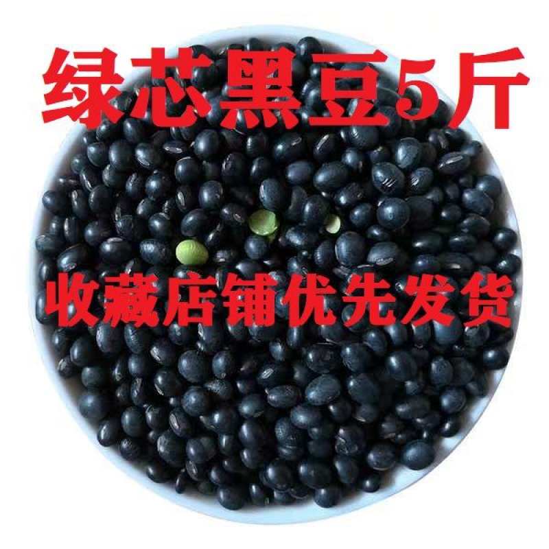 东北黑豆5斤3斤绿心芯黑豆黄芯黑豆豆浆发芽批发五谷杂粮 绿芯黑豆5斤