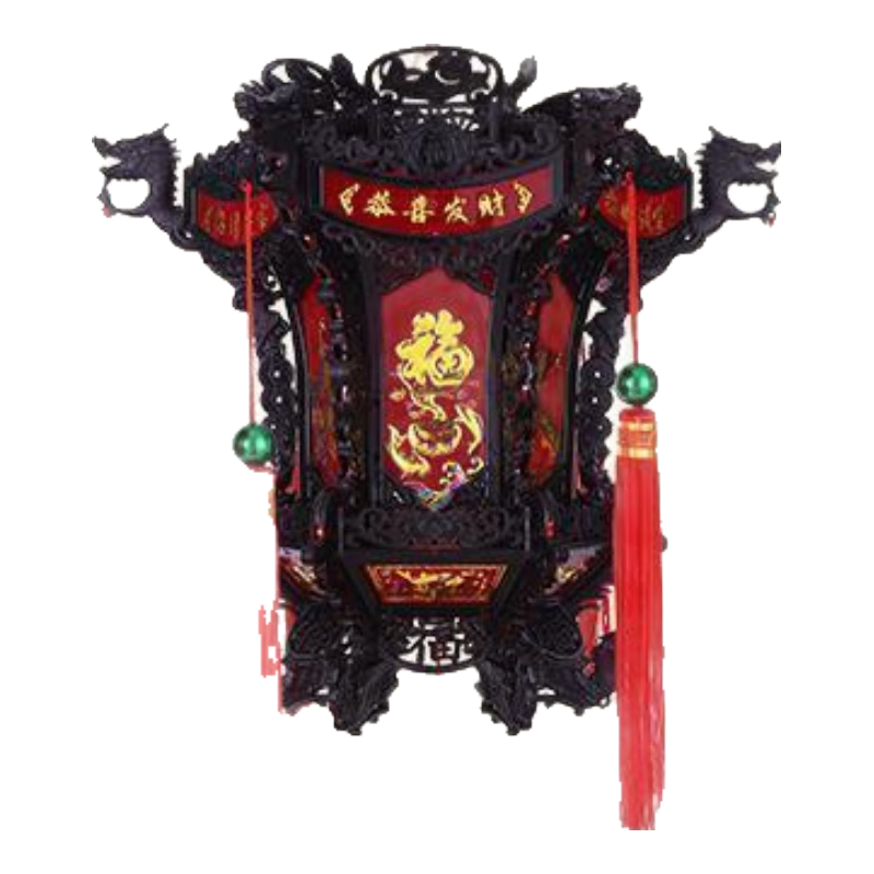仿古宫灯七彩旋转灯笼灯新年春节新款灯笼中式别墅福字大六角龙灯 60#花篮七彩旋转灯【一对】仿古