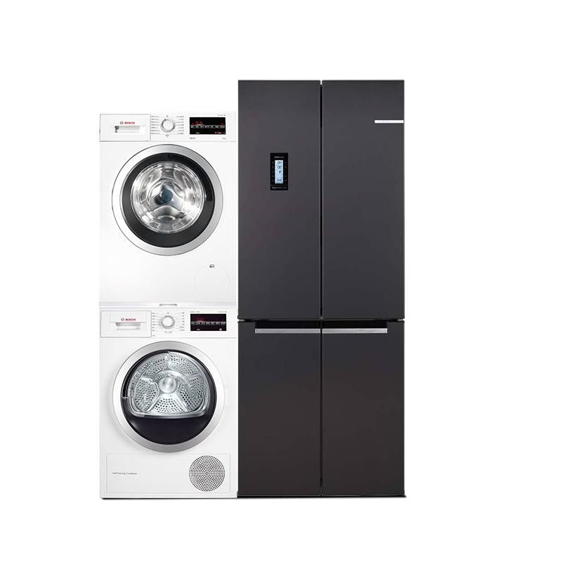 博世（Bosch）450L+10kg洗+9kg进口烘干 冰洗烘套装KMF46A91TI+WAP282602W+WTW875601W 以旧换新