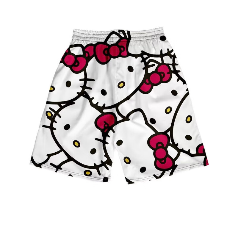 际域(jiyu)松紧腰kt猫卡通短裤夏季新款跑步健身网眼速干宽松篮球裤