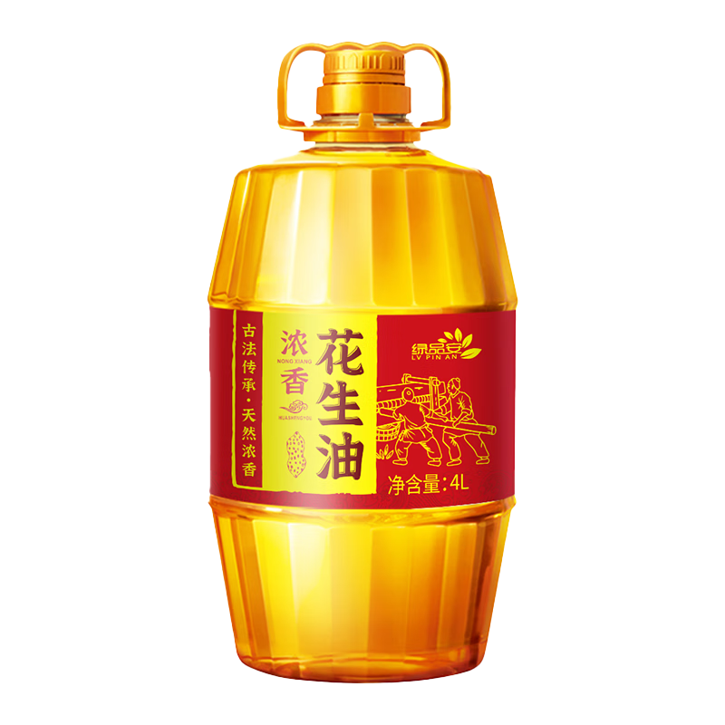 绿品安小榨古法花生油4升 浓香花生油4升