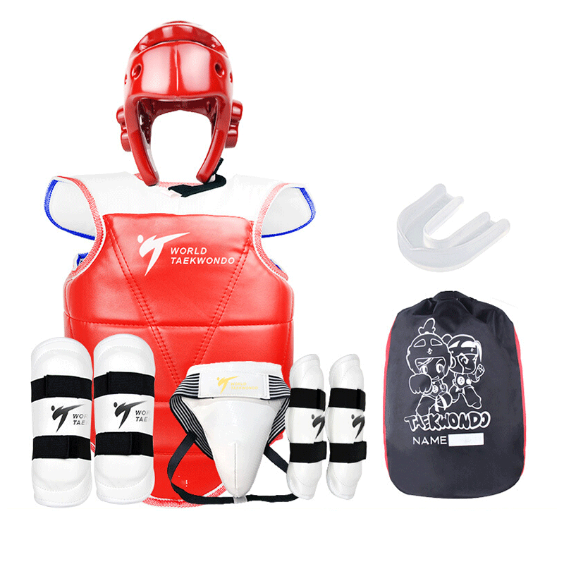 跆拳道护具全套儿童加厚型比赛护具六件套八件套实战训练套装 1#-六