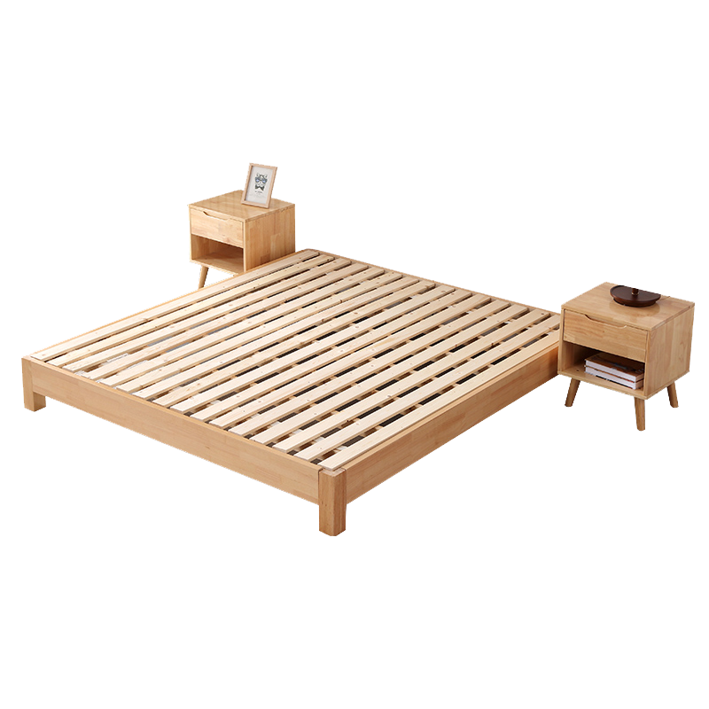 森雅特 实木床 榻榻米北欧简约现代橡木卧室无床头双人床 无床头款 1800*2000