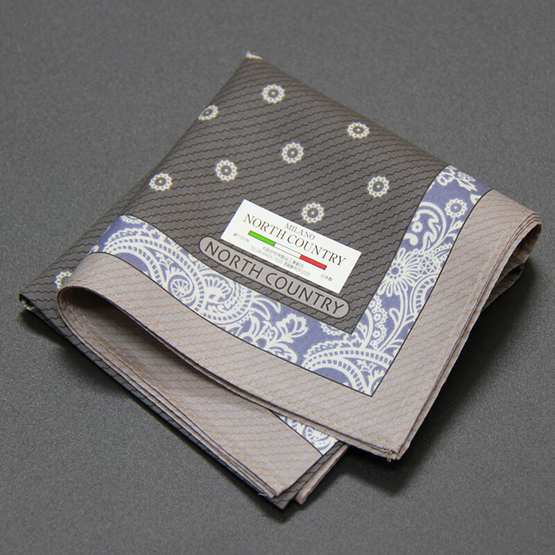 韩蔓语日本进口男士手帕佩斯利paisley花纹手绢小方巾吸汗棉柔软 灰色