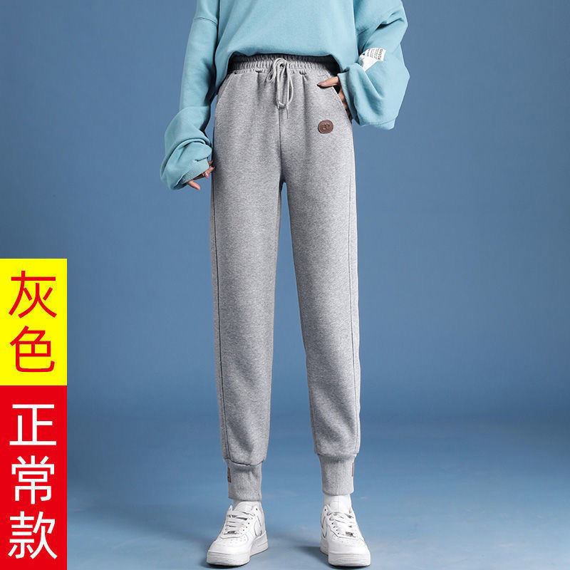 余芷 休闲裤运动裤女束脚卫裤春秋季新款纯棉显瘦垂感加长灰色2022