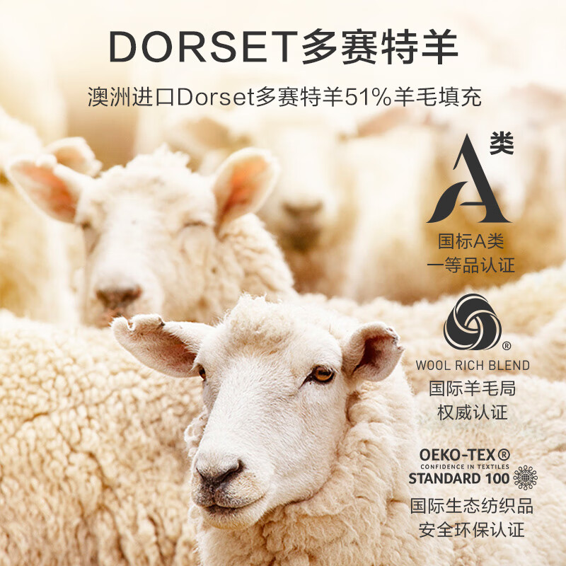 京东京造深睡羊毛被 51%澳洲多赛特羊毛被子 春秋被芯(5.2斤) 2.0*2.3