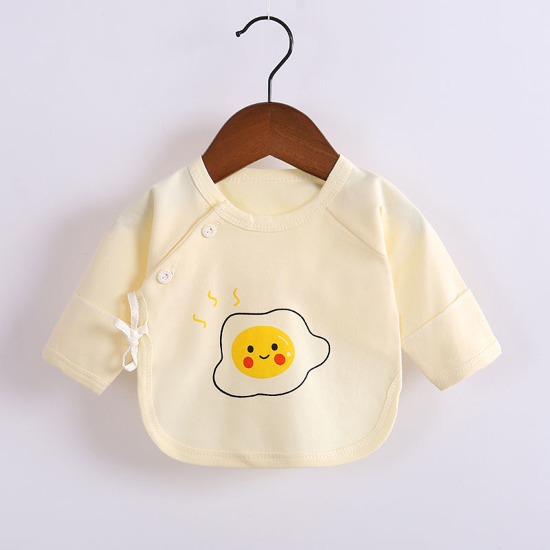 新生儿衣服春夏秋0到3月刚出生婴儿半背衣初生宝宝和尚服上衣 黄色蛋饼 52 52cm【0-1个月宝宝】
