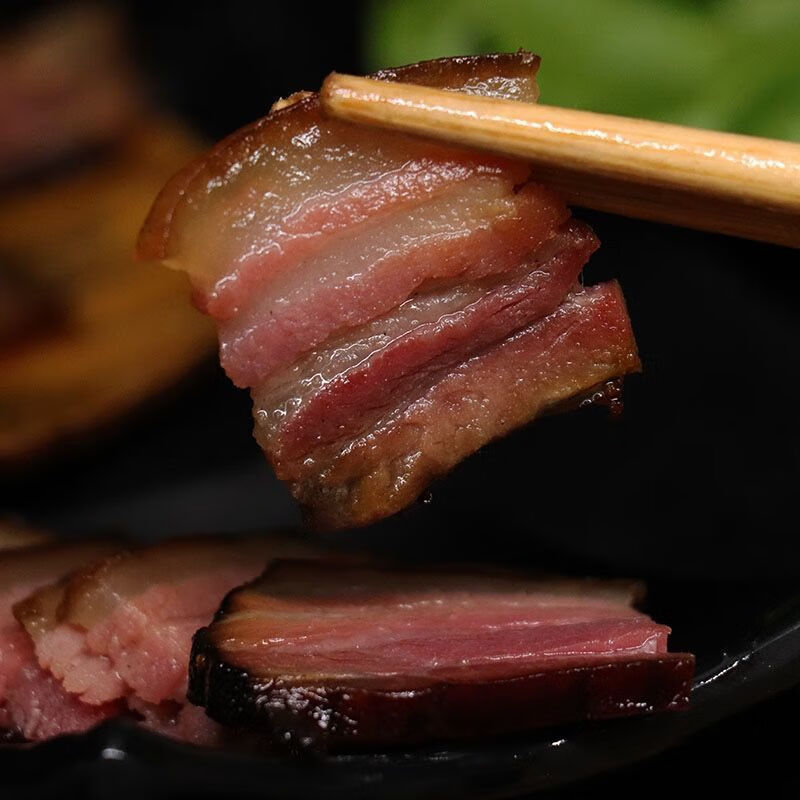 川味腊肉四川烟熏肉农家材火果皮熏干腌肉散养土猪肉老烟腊肉 1斤偏瘦烟熏肉