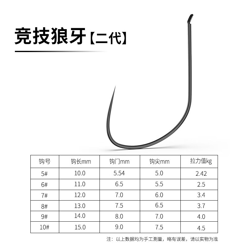 huh二代竞技狼牙鱼钩散装日本超细黑坑专用滑口鲤鱼钩钓鱼钩 竞技狼牙