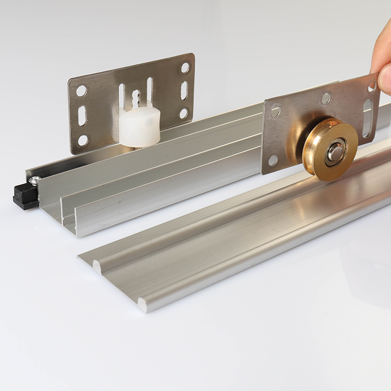双张 加厚移门滑轨衣柜推拉门轨道趟门滑槽家具柜门滑道路轨滑轮配件