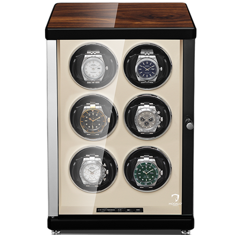 默達(dá)咯（MODALO） 德國(guó)進(jìn)口搖表器4代新款機(jī)械表6表位手表上鏈轉(zhuǎn)表器 6表位/胡桃+米/豎款