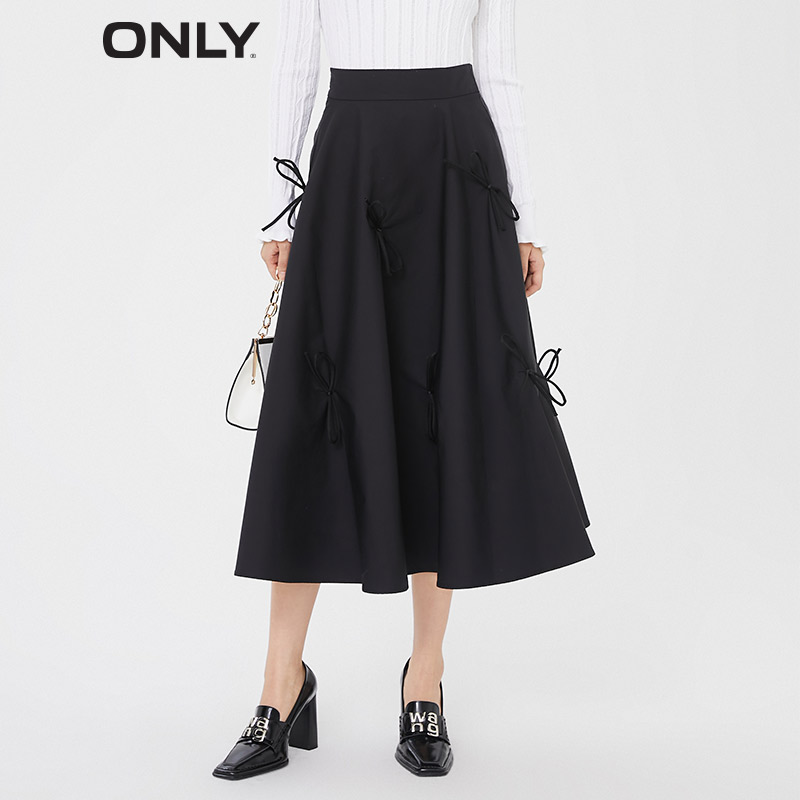 ONLY2022春季新款高腰长款系带设计感潮流半身裙女|121416017 010黑色 170/72A/LR