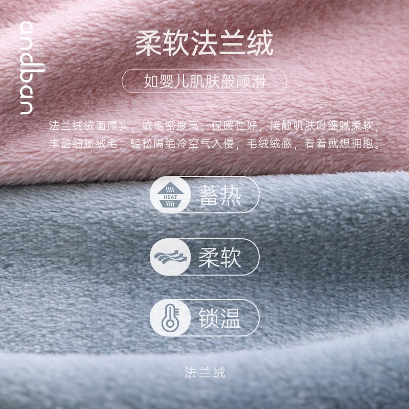 安之伴睡衣女晚秋冬法兰绒保暖厚款圆领可爱小花可外穿女士家居服套装 冰兰 XL