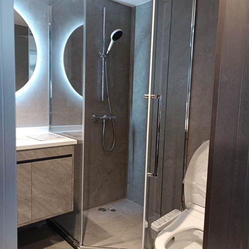 下沉式钻石型淋浴房浴室窄框钢化玻璃隔断屏风卫生间洗澡干湿隔断