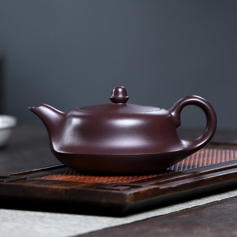 眷砂堂 宜兴紫砂壶大师名家用纯全手工原矿紫茄泥泡茶壶功夫茶具套装一帆风顺曲壶 百目紫茄泥曲壶