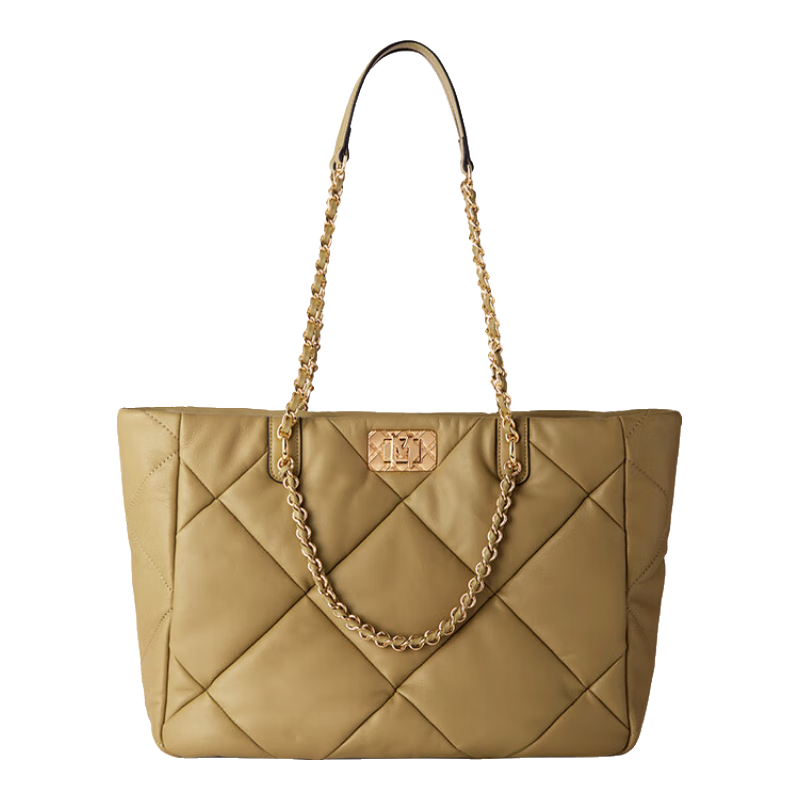 夢特嬌（MONTAGUT）女包羊皮通勤日常大包大容量旅行托特包菱格單肩包新年禮物 抹茶綠