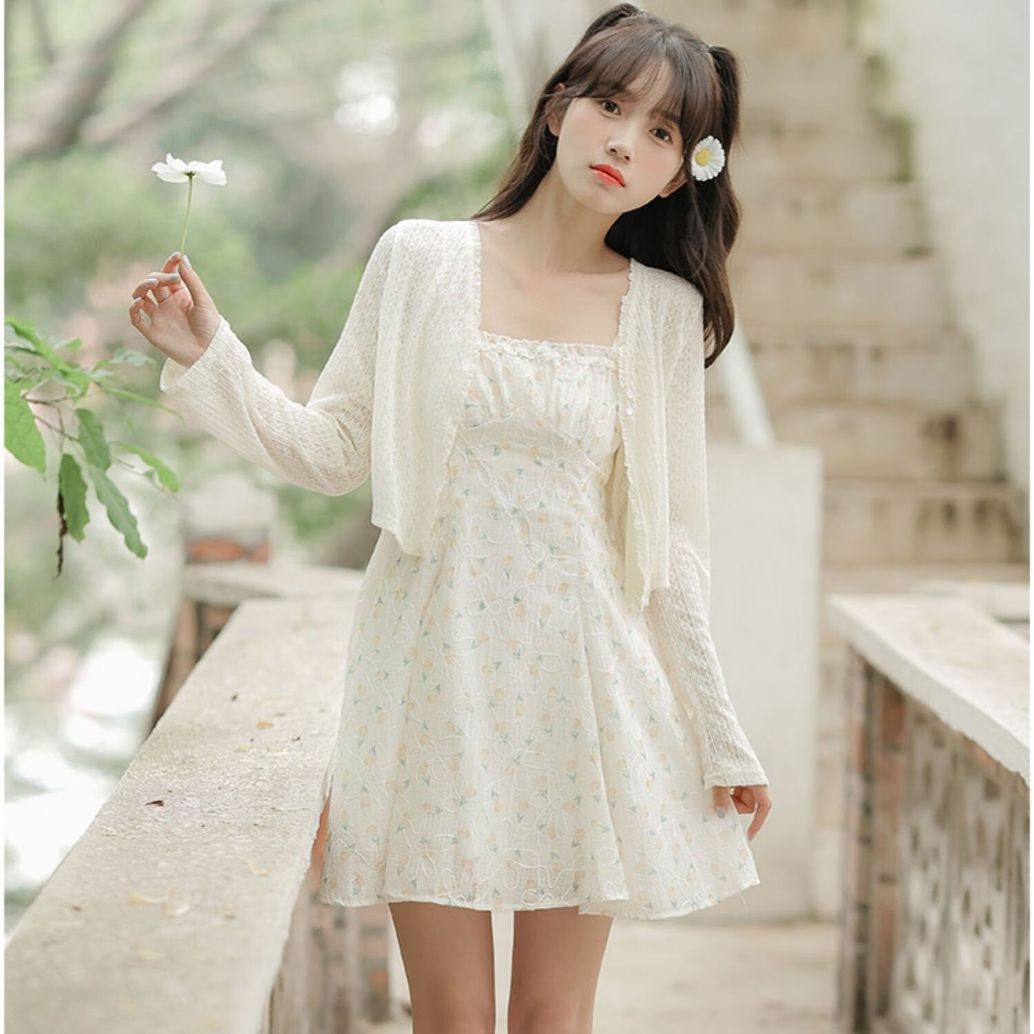 向晓西吊带裙夏天碎花裙学生小个子女装小个子仙女夏季白色超仙碎花