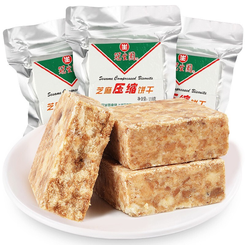 冠生园【中华老字号】压缩饼干早餐口粮健身干粮代餐12袋 葱油芝麻肉